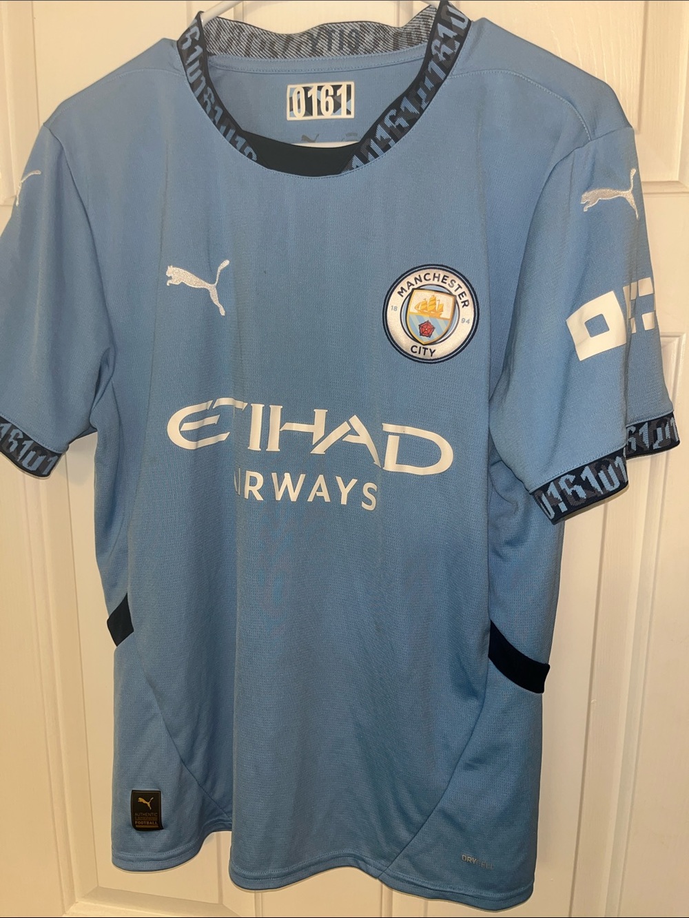 Puma Manchester City Sky Blue Short Sleeve Jersey with White Logos
